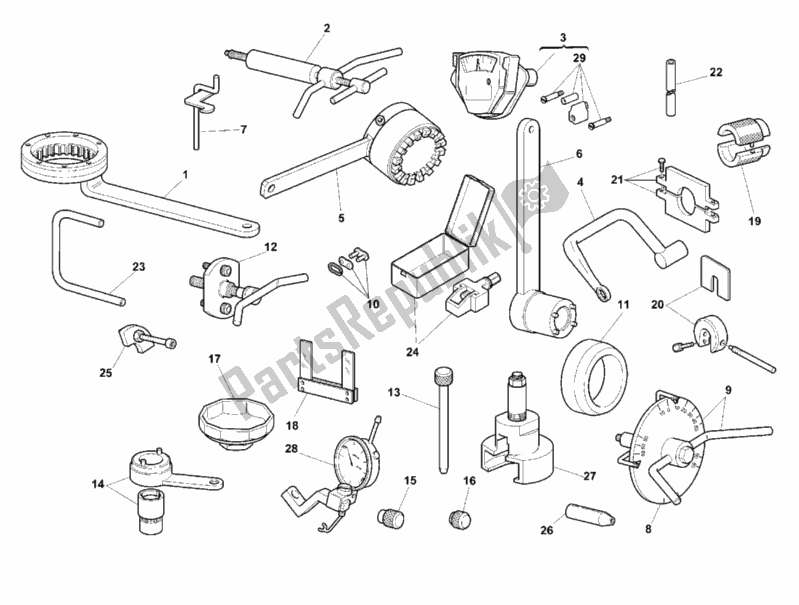 Alle onderdelen voor de Werkplaats Service Tools van de Ducati Monster 900 City 1999